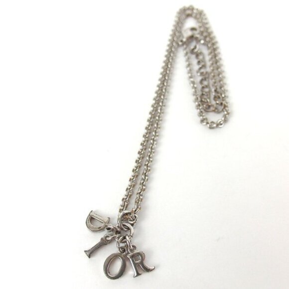 Authentic Christian Dior Logo charm Necklace metal [Used] - Picture 1 of 6